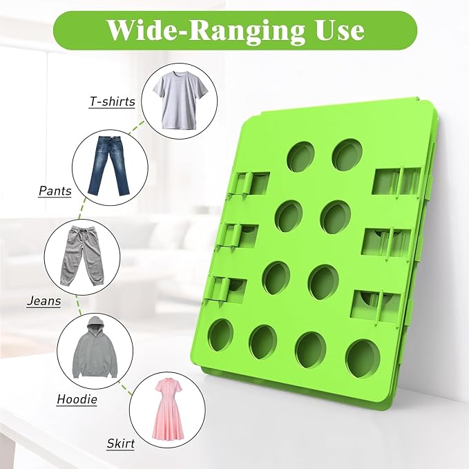 Folding Board for Clothes, Adjustable Shirt Folder Organizer, Gray, Adjustable T-Shirt Folding Board | Blue Plastic Clothing Organizer with Fold Guides | Laundry & Closet Storage Solution (GREEN)