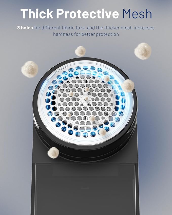 BEAUTURAL Fabric Shaver and Lint Remover, Rechargeable Sweater Defuzzer | LED Display, 3-Speed Settings, 6 Leaf Blades, Portable Pilling Remover for Clothes, Furniture, Blankets