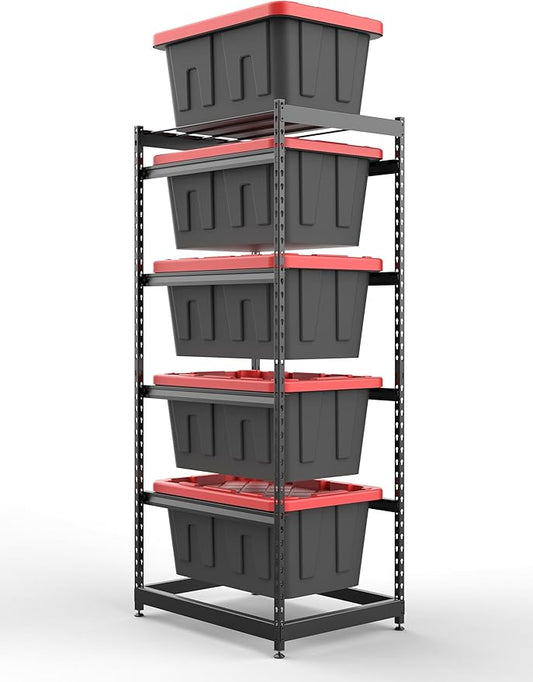 FERO 27 Gallon Storage Bin Rack Organizer, Heavy-Duty Tote Storage Rack, 5-Tier Standing Storage Bin Shelves, Maximize Space for Garage/Storage/Warehouse, 250 lb Total Capacity, 1(Bins Not Included)
