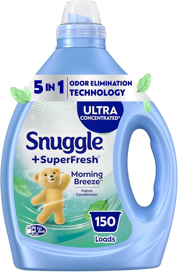 Snuggle Superfresh Fabric Softener Liquid, 78.8oz, 150 Medium Loads | Ultra concentrated formula, Fights stubborn odors, Softens and reduces static, Long-lasting fresh scent, works in quick wash