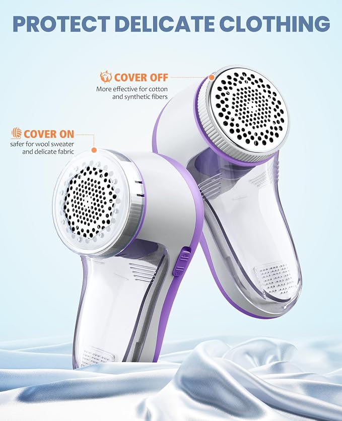 POPCHOSE Fabric Shaver, Lint Shaver with 6-Leaf Blade, Rechargeable | Lint Remover with Type-C Fast Charing Port, Sweater Defuzzer, Clothes Shaver for Couch, Furniture, Blanket, Remove Pilling