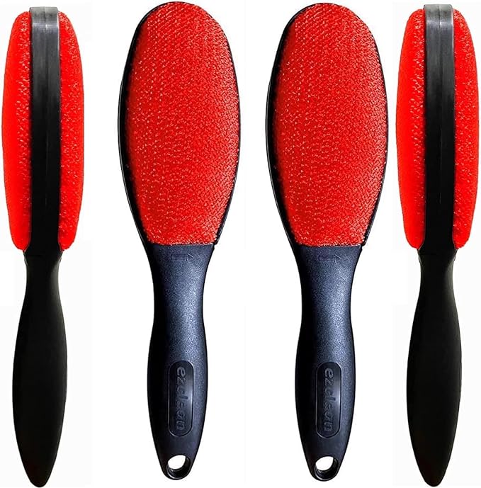 4-Pack Red Color Velvet Lint Brush for Clothes Furniture Couch, Pet Hair Remover, Reusable Double Sided Fabric Brush