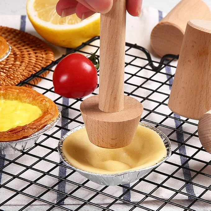 Tart Tamper - Double Side Wooden Egg Mold DIY Cake Pastry Pusher for Kitchen Party Baking Tools, Pie and Quiche Pans