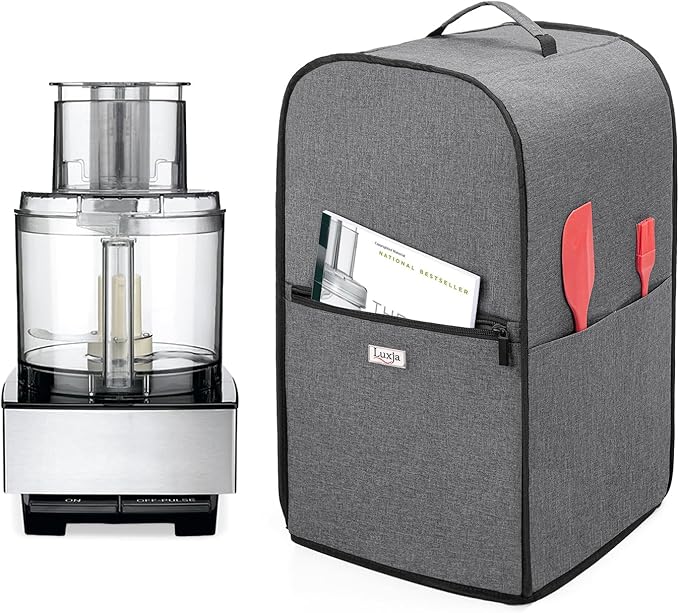 Luxja Food Processor Cover Compatible with Cuisinart and Hamilton Beach 11-14 Cup Processor, Food Processor Dust Cover with Accessories Pockets, Gray