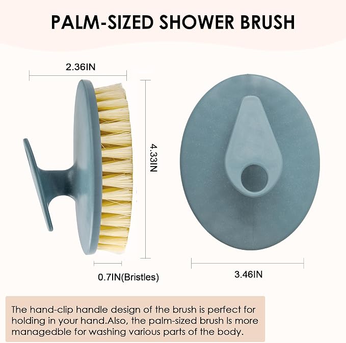 INNERNEED Food-Grade Soft Silicone Body Scrubber Shower Brush Handheld Cleansing Skin Brush, with PP Shower Brush for Exfoliating, Cellulite Treatment