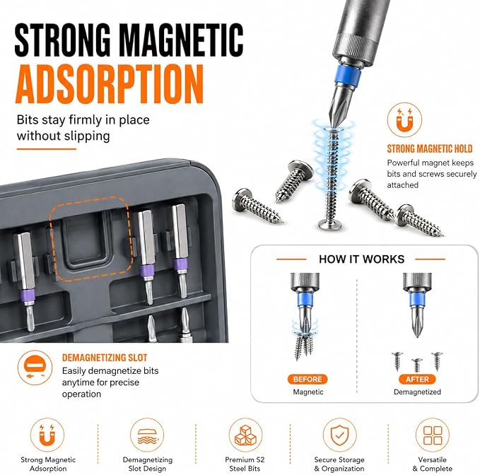 DYLIFE 66 in 1 Magnetic Ratcheting Screwdriver Set with Detachable Handle | S2 Steel Bits, Flexible Shaft for Electronics, Computer, Furniture, Bike, DIY