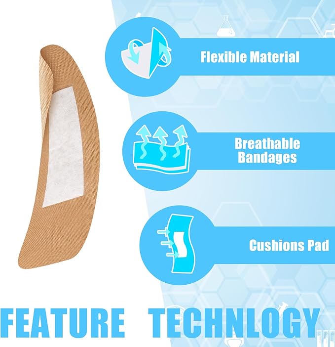 Sinmoe 400 Pcs Large Bandages Bulk Big Flexible Adhesive Wound Care Fabric Bandages for Care and Protect Wounds, 2 x 4 Inch