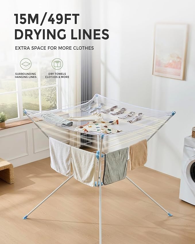 JS HANGER Clothes Drying Rack with Mesh Top, Foldable Laundry Drying Rack Indoor Outdoor, Space-Saving Flat Air Drying Rack for Sweater, Delicates, Small Items & Everyday Clothes