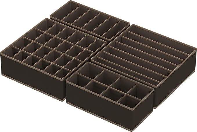 Simple Houseware 4-Pack Drawer Organizer Set for Underwear/Socks/Bra, Brown | Closet Dividers for Underwear, Socks, Bras, Scarves, Ties - Foldable Non-Woven Storage Boxes