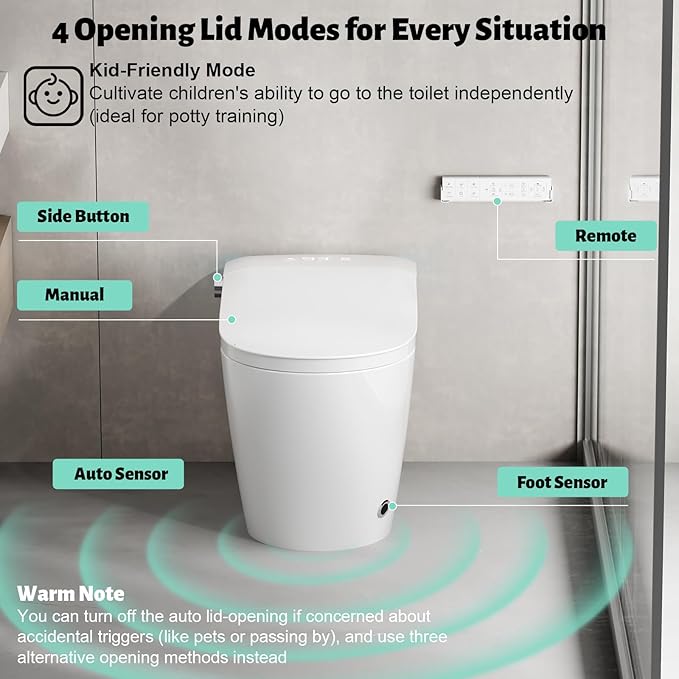 Smart Toilet with Bidet Built in, Bidet Toilet with Heated Seat and Night Light, One Piece Toilet for Bathroom, Auto Soft Close, UV-C light, Foam Shield, Full/Half Flush