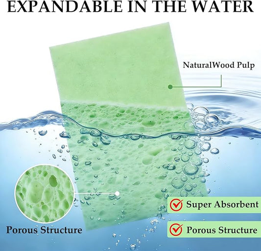Kitchen Sponges Compressed Cellulose Sponge, Non Scratch Natural Dish Sponge for Kitchen Cleaning Sponges for Dishes Bathroom Cars Pop-up Cleaning Sponge, 8 PCS