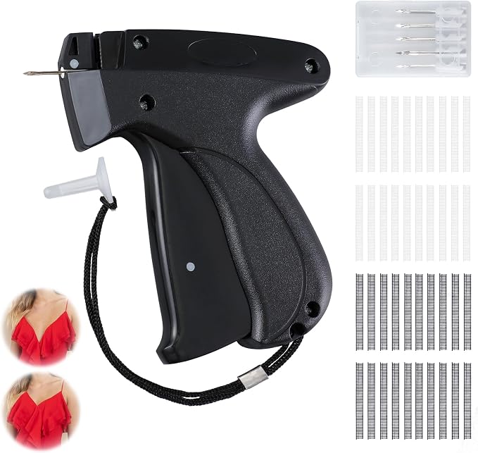 Black Quick Stitch Sewing Gun - Includes 6 Mini Needles and 4000pcs Fasteners (2000 Black & 2000 White) Clothing Stitch Gun Quick Stitchy Sewing Kit
