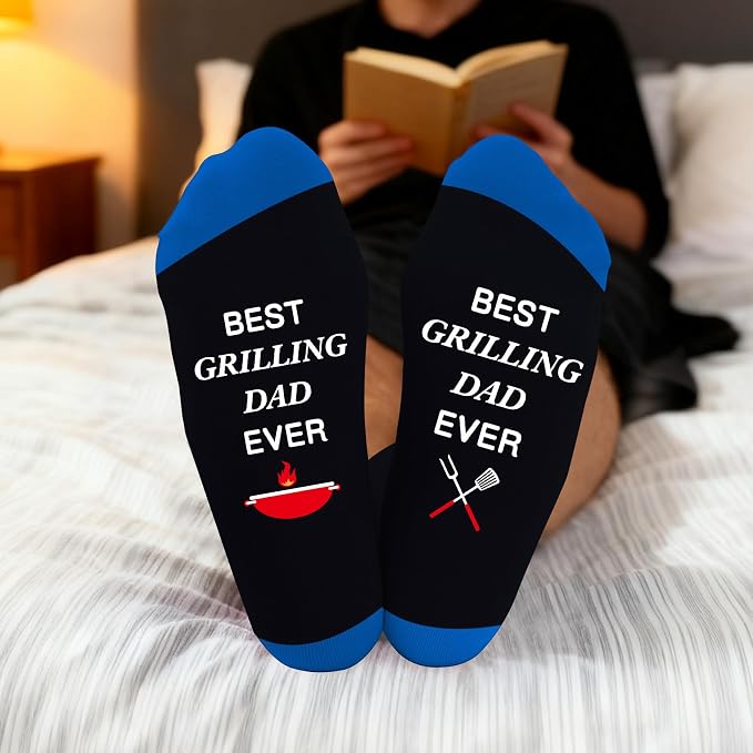 Fathers Day dad gifts christmas Birthday Best Dad Ever Funny Outdoor Hobby Sports Themed Novelty Socks Gift for Men