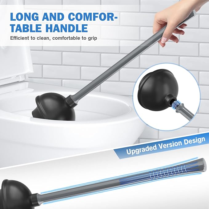 TRENTI Toilet Plunger and Brush with Holder, Bowl Brush and Heavy Duty Toilet Plunger Set for 5.7-inch Toilet Drain, 2-in-1 Bathroom Cleaning Combo with Modern Caddy Stand (Gray) | Toilet Plunger and Brush with Holder, Bowl Brush and Heavy Duty Toilet ...