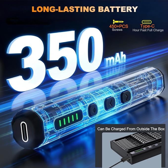 Mini Electric Screwdriver, 4.2V Precision Screwdriver Set Cordless Screwdrivers Rechargeable 76 In 1 Magnetic Bit Repair Tech Tool Kit for Electronics Computer Phone Laptop Camera RC Car Watch Glasses