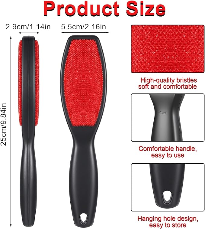 2 Pcs Lint Brushes for Clothes, Dual Sided Remover Lint Brush Reusable Pet Hair Remover Sheet and Carpet Cleaning Brush for Clothes Sheet Carpet Furniture Fabric