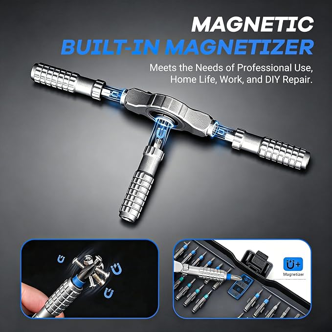 2026 New 66 in 1 Magnetic Ratchet Screwdriver Set, DIY Screwdriver Set with Detachable Handle, Portable Compact Repair Tool Kit for Furniture Laptop Electronicsv Bicycle