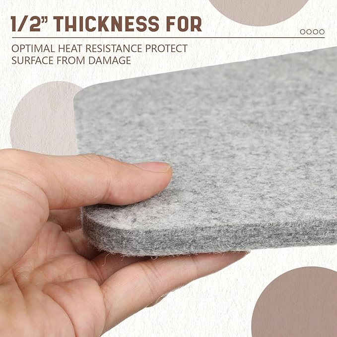 Nuanchu 2 Pack Large Wool Pressing Mat 15" x 59" and 10" x 10" Wool Ironing Mat Felted Wool Ironing Pad Sewing Machine Muffling Mat Iron Board for Quilters Quilting Supplies and Notions Accessories
