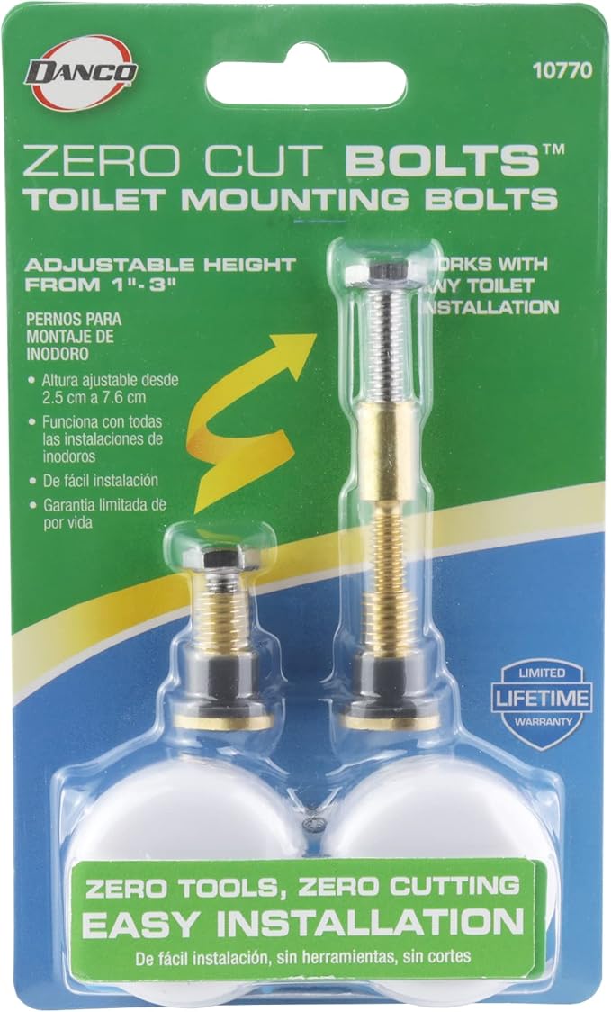 Danco Zero Cut Toilet Mounting Bolts, Adjustable Installation Screws, (10770)