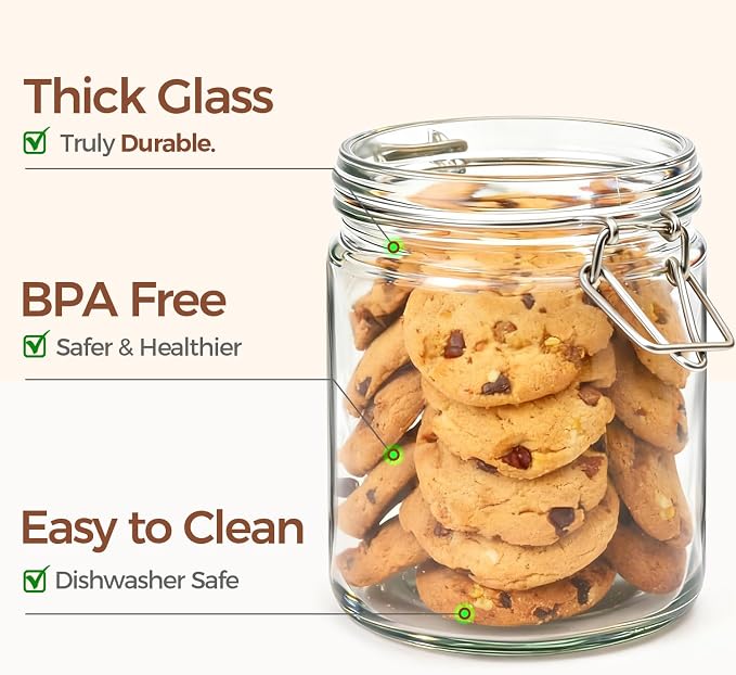 ComSaf 25 oz Glass Jars with Airtight Lids 6 Pack Pantry Coffee Canisters | Meal prep salads, Overnight oats, Preserving canning, Sourdough pickling, Pantry organization, Pickling fermenting, Snacks