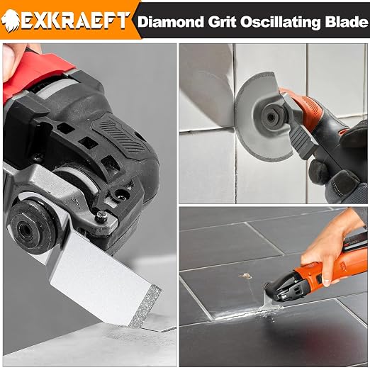 EXKRAEFT 5PCS Diamond Oscillating Multi Tool Blades for Grout Removal, Tile Mortar Concrete Masonry, Fits Milwaukee Ryobi Rockwell Fein