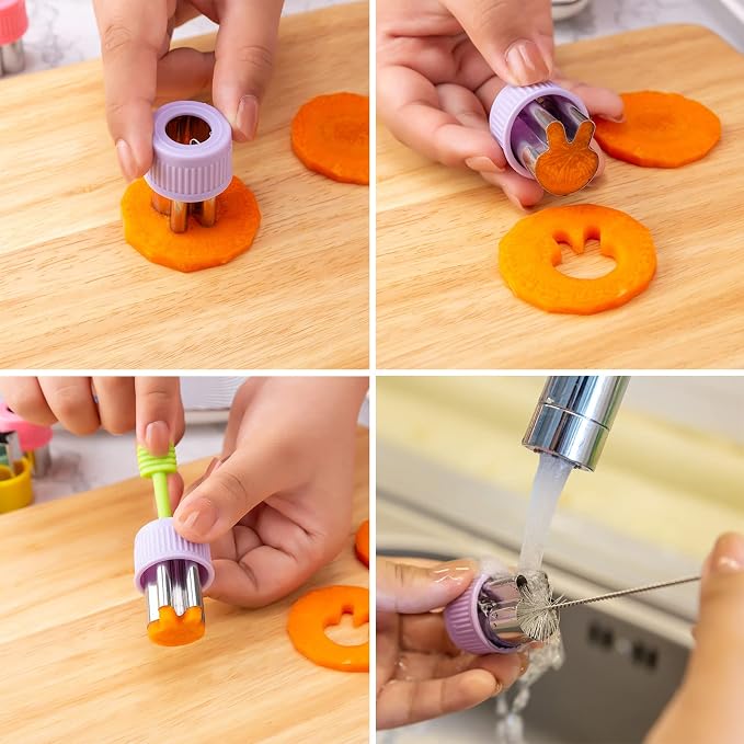 Fruit Cutters Shapes for Kids 22 Pcs, Mini Cookie Cutters Set, Vegetable Cutter with Food Picks | Mini Cookie Cutters Set, Stainless Steel & PP Plastic, Smooth Edge, Vegetable Cutter with Food Picks