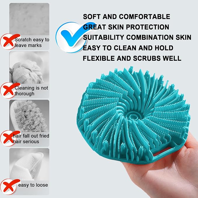 Silicone Body Scrubber for Shower Men Women, Exfoliating Body Scrubbers for Use in Shower, Silicone Body Brush for Showering, Charcoal, Easy to Clean - Body Brush Buffer Scrubber for All Skin Types