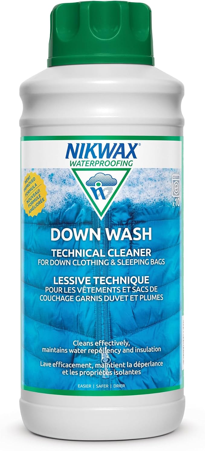 Nikwax Down Wash, 1L, Detergent for down jackets and sleeping bags, outdoor apparel, clean, care, protect