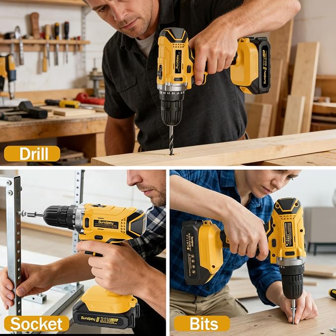 Sundpey 267 Pcs Tool Kit Set for Home with 21V Cordless Drill & Drawer Case | Portable Complete Tool Box, with 2 Batteries & Charger & Mechanic Set,for Men Women,for Household House Garage Apartment Dorm