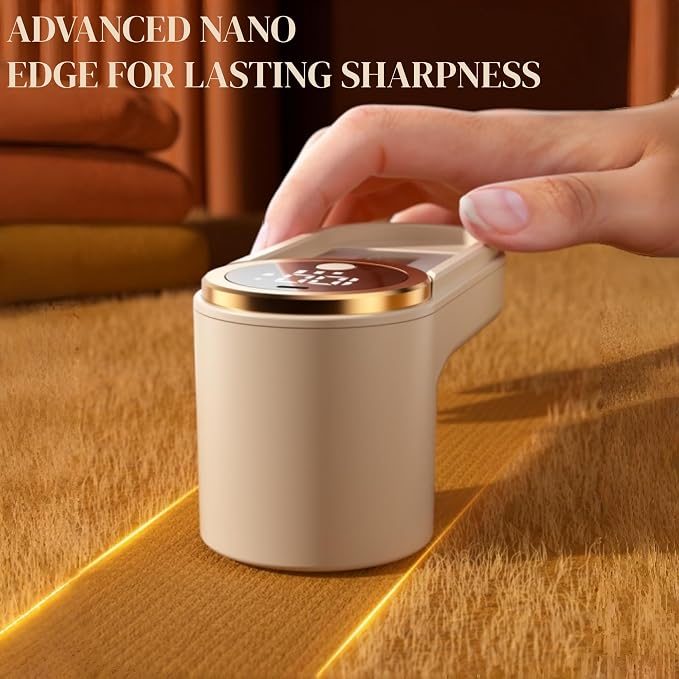 Rechargeable Fabric Shaver, Electric Lint Remover with LED Display, 3-Speed Pill Remover for Clothes & Furniture (Khaki)