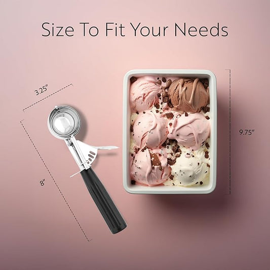 Restaurantware 1.25 Ounce Portion Scoop, 1 Trigger Release Stainless Steel Cookie Scoop - With Black Handle, Stainless Steel Disher, For Portion Control, Cookie Dough, Cupcake Batter, Or Ice Cream