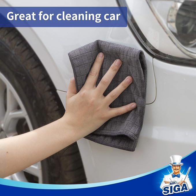 MR.SIGA Microfiber Cleaning Cloths, All Purpose Cleaning Towels, Pack of 6 | Ultra absorbent and soft microfiber towels for kitchen, car and household surfaces, Dark Gray, 35 x 40 cm(13.8 x 15.7 inch)