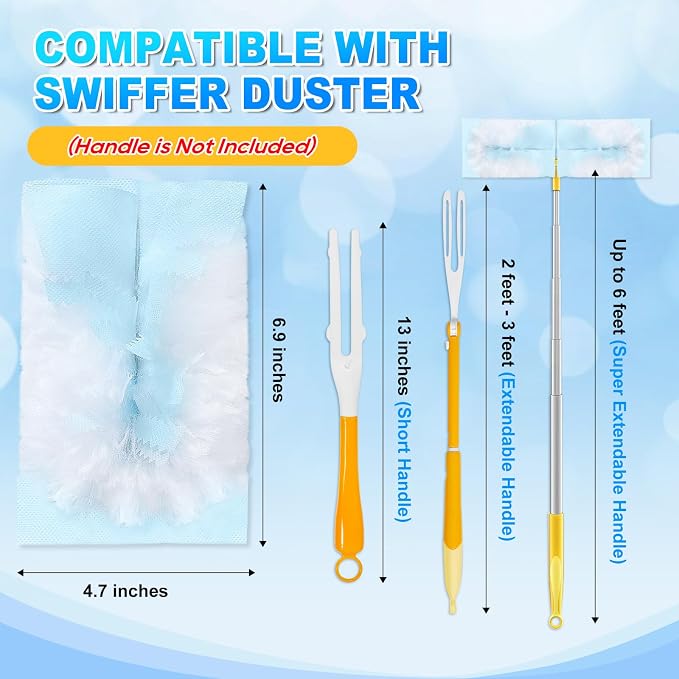 20Pc Duster Refill Compatible with Swiffer Hand Duster for Blinds | Unscented Disposable Heavy Duty Duster Refills for Cleaning Ceiling Fans & Home, Dusting Refill Heads (Handle Not Included)