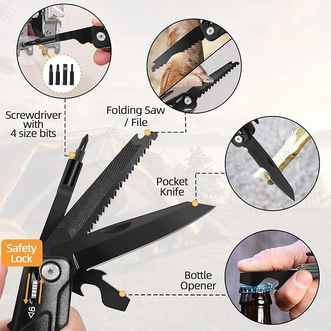 Unique Gifts for Fathers Men Him, Hammer Multitool 15 in 1, Cool Gadgets | Outdoor Camping Accessories Survival Gear, Fathers Day Gift for Husband Dad, Gifts from Daughter Son Wife for Grandpa Adults