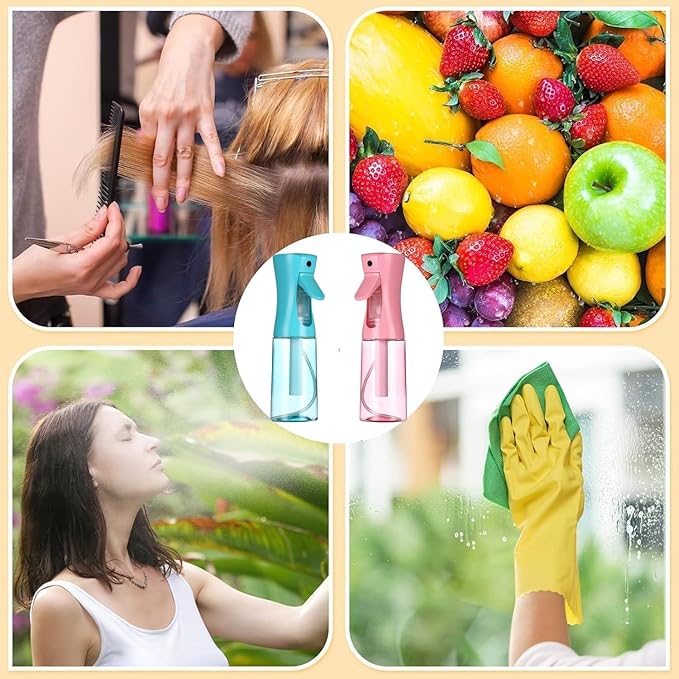 Spray Bottle For Hair,Continuous Spray Bottle, Fine Mist Empty Spraying Water Bottles for Plants, travel, Salons,Ironing and Cleaning (Blue,pink)