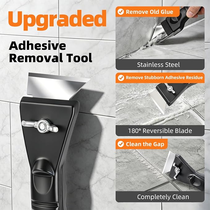 Caulk Gun Kit, Smooth Silicone Caulking Gun and Caulk Remover Tool, Sealant Finishing Tool Grout Scraper for Kitchen Bathroom Window Sink Joint, All in One with Gift Box