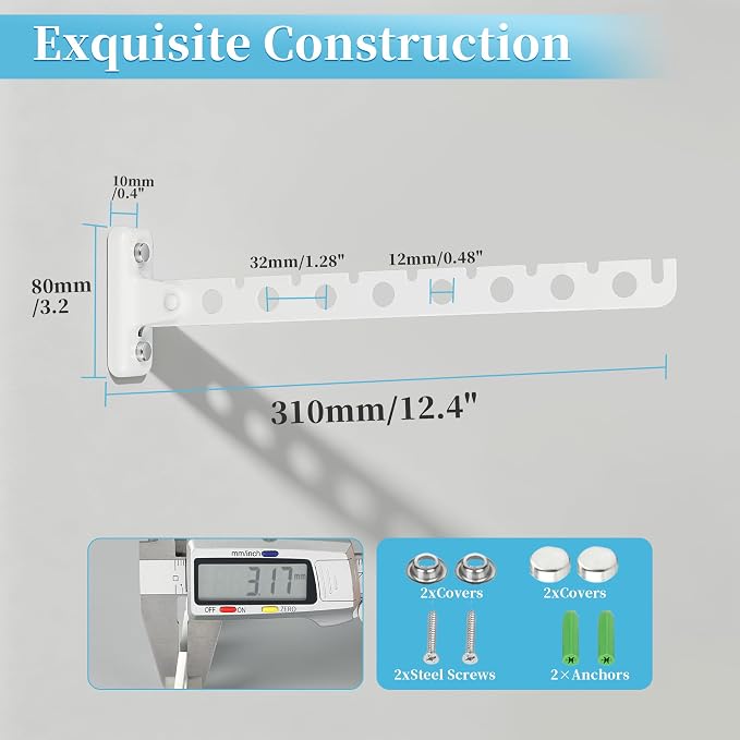 Alise Clothes Drying Racks Wall Mounted Coat Hangers,White,2 Pcs | Foldable Hangers Clothes Hook Closet Storage Organizer,Swivel Space Saving Clothes Hanger Rack for Bedroom Bathroom Laundry