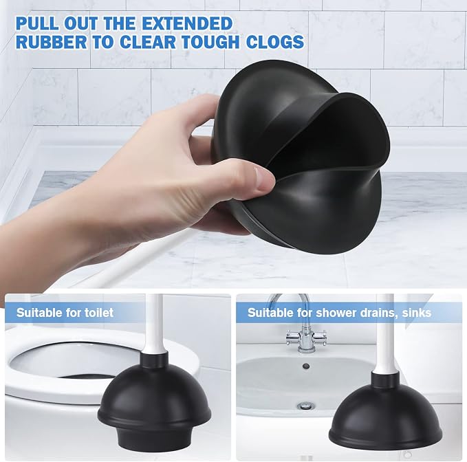 TRENTI Toilet Plunger and Brush with Holder, Bowl Brush and Heavy Duty Toilet Plunger Set for 5.7-inch Toilet Drain, 2-in-1 Bathroom Cleaning Combo with Modern Caddy Stand (White) | Toilet Plunger and Brush with Holder, Bowl Brush and Heavy Duty Toilet...