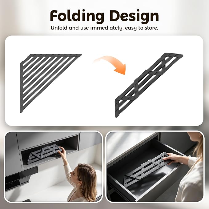 Sink Corner Drying Rack - Foldable Triangular Sink Sponge Holder, Dish Drying Rack Over the Sink, Kitchen Sink Accessories (Grey, 19.69" x 12.2")
