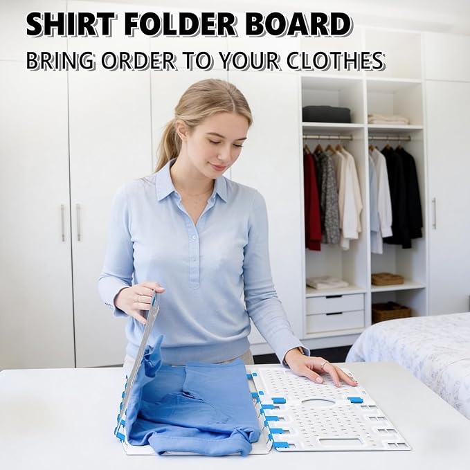10Pcs Stackable Closet Organizer & Shirt Folding Board Bundle | Space-Savin Closet Organizers and Storage , Foldable ,Ideal for Tshirts ,Sweater ,Pants Storage in Bedroom and Dormroom White