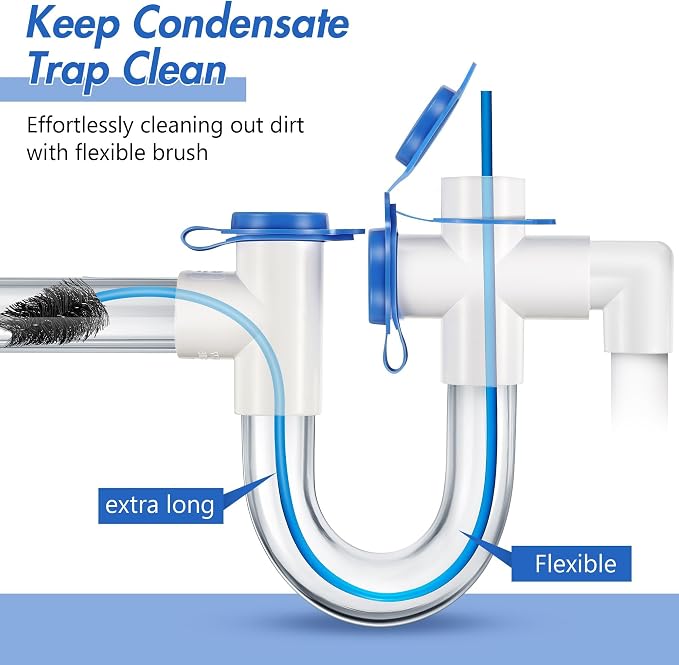 Condensate Trap Flexible Drain Brush, AC Drain Line Cleaning Brush for AC & HAVC Condensate P Trap(48 Inch,Blue,2 Pcs)