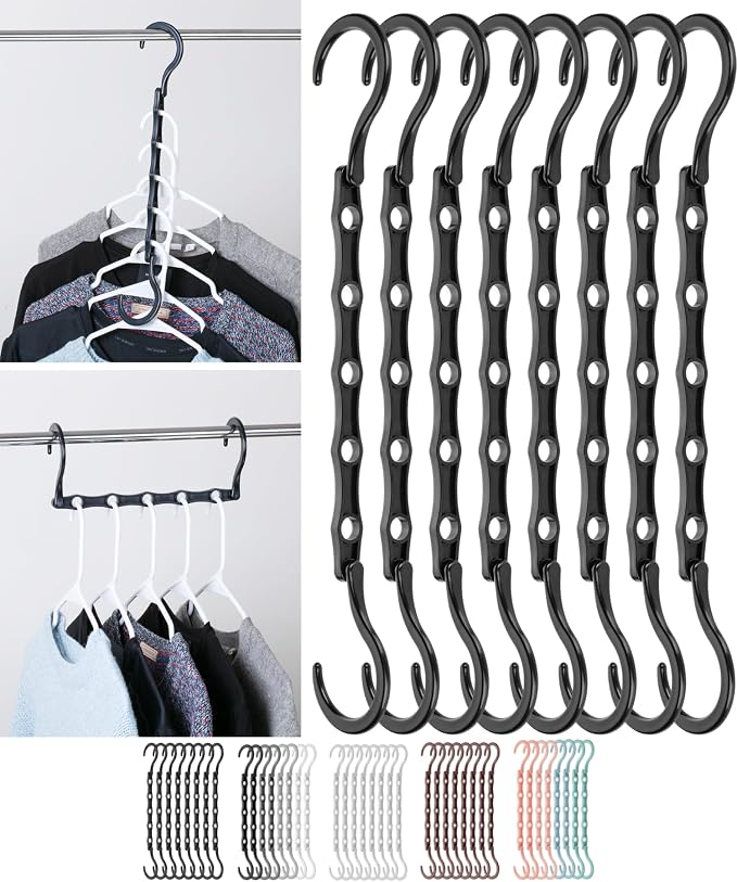 Mr. Pen- Space Saving Hangers, 8 pcs, 360° Rotating Hooks | Magic Cascading Hanger Organizer with 5 Enclosed Slots, Closet Organizers and Storage for Clothes