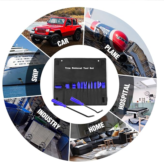 GOOACC 13PCS Nylon Trim Removal Tool Set | for Bumper Fastener Rivet Clips Car Clip Panel Audio Video Dashboard Dismantle Blue