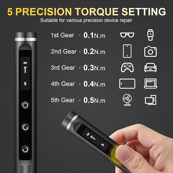 3.7V Precision Electric Screwdriver Set,76 IN 1 Mini Electric Screwdriver Cordless Set with USB Charging,5 Torque Settings Repair Tool Kit for Electronics Phone Camera Laptop Watch