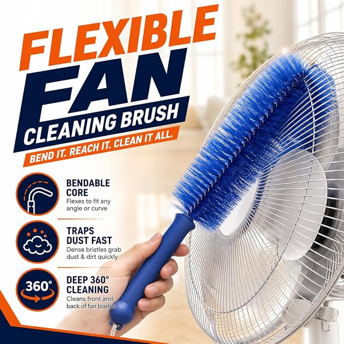 2026 New Bendable Microfiber Duster, Upgrade Reusable Bendable Cleaning Brush for Home Electric Fan Air Conditioner Car Vent Curtains Cleaner(Gray)