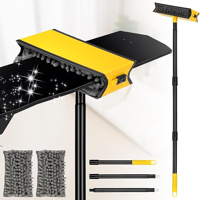 CLDREAM Ceiling Fan Cleaner Duster with Extension Pole 3Ft | Fan Blade Cleaner Cleaning Tool with Reusable Chenille Pads for High Ceiling Fan Blade Blinds Cobweb