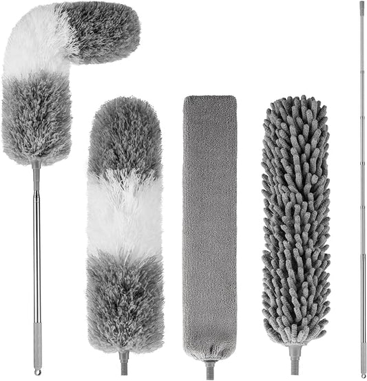 Dusters for Cleaning,Gap Duster and Chenille Duste with Extension Pole | Bendable Head Dusters for Cleaning Ceiling Fan, High Ceiling, Blinds, Furniture