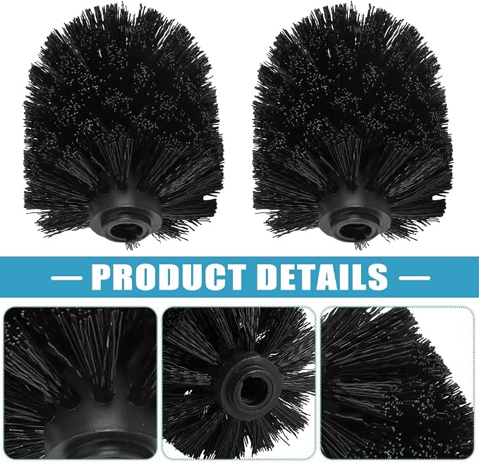 2PCS Toilet Bowl Brush Replacement Head, Toilet Brush Head Replacement with Durable Stiff Bristles, Cleaning Tool for Home Hotel Bathroom (Color:Black)