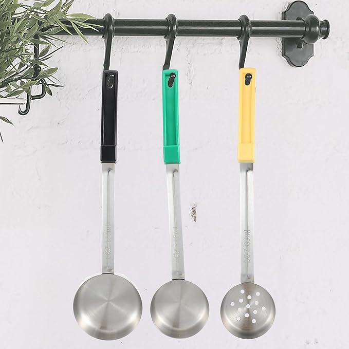 Kifmurase 8PCS Portion Control Serving Spoons, 2, 3, 4, 6oz Solid and Slotted Stainless Steel Ladle Spoon for Food Serving Buffet, Spoodle Diet Food Measuring Portion Utensils Control Scoop (4 Colors)