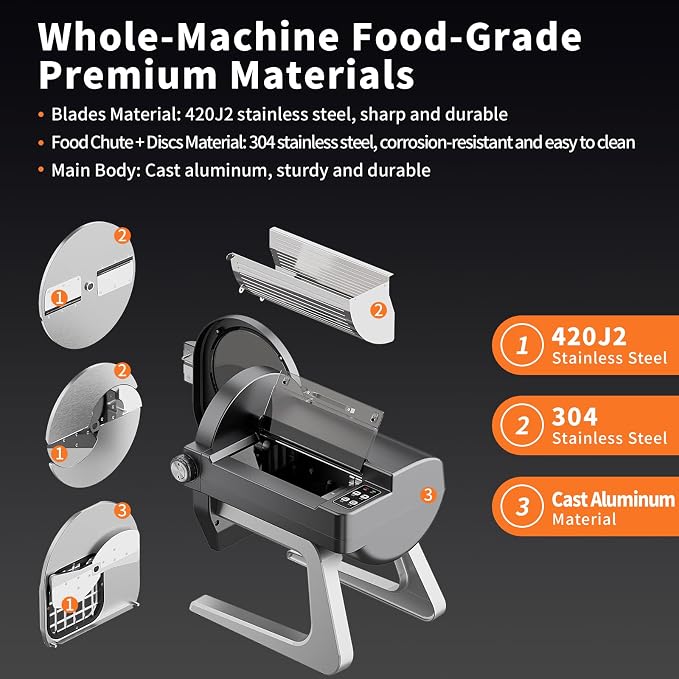 Commercial Vegetable Chopper, 300W Auto Feed Stainless Steel Vegetable and Meat Slicer, 4-In-1 Food Cutter Machine with 1-10mm Slicing, 3mm Shredding & 2 Dicing Sizes, 440LBS/H Output, 110V